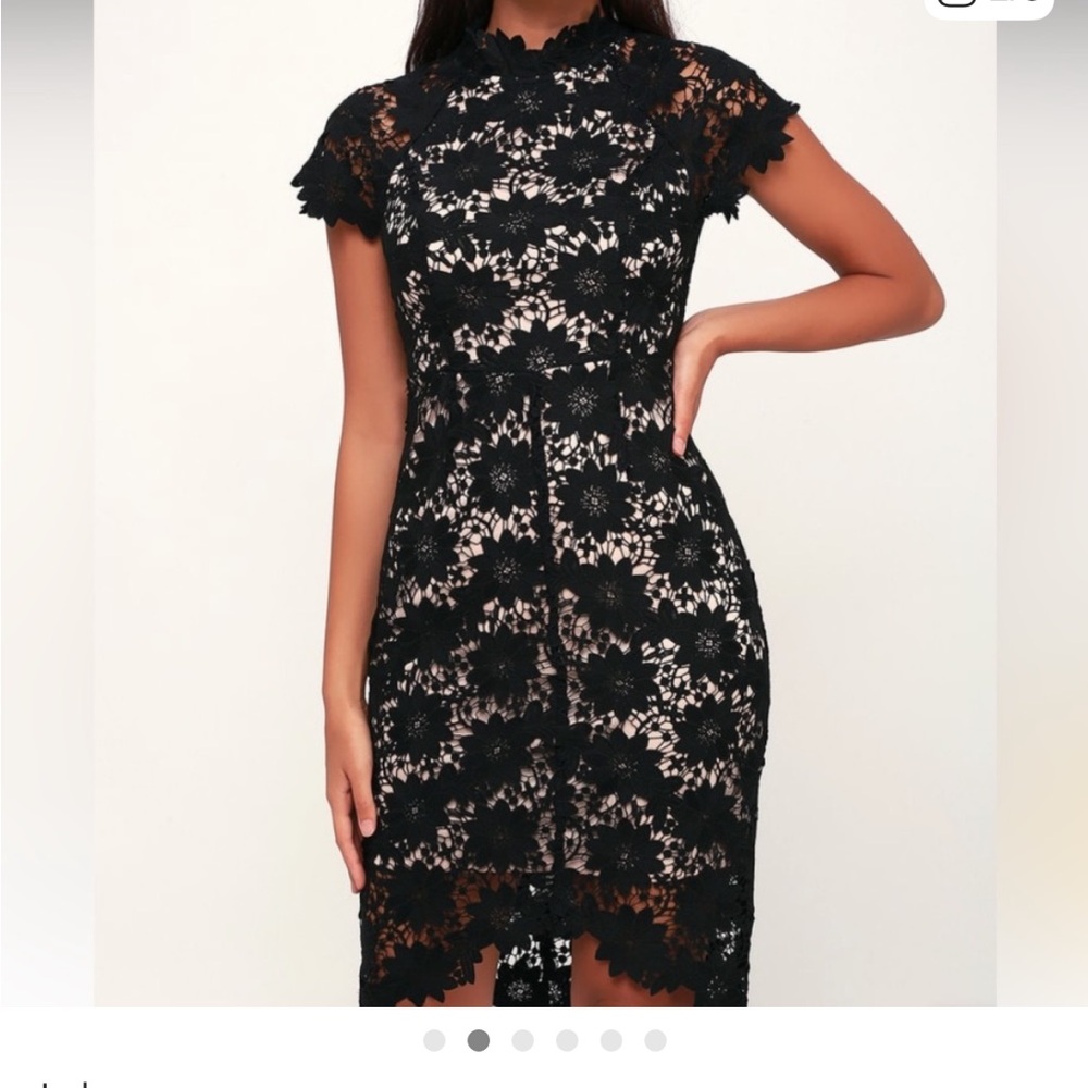 Lulu's Black High Low Lace Dress